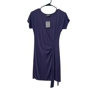 Olivia Rae Purple Short‎ Sleeve Crewneck Knot Waist Soft Fabric Mini Dress Sz XS